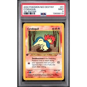 PSA 9 MINT Cyndaquil 61/105 Pokémon 2002 Neo Destiny Uncommon Non Holo Card
